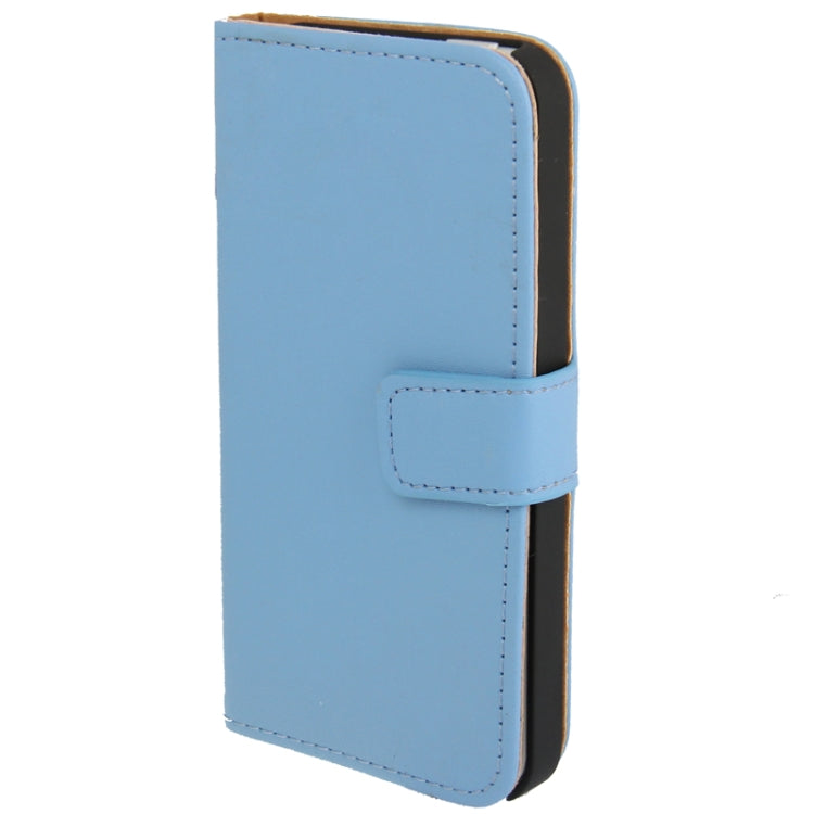 Economic Durable Genuine Leather Case with Credit Card Slots & Holder for iPhone 5 & 5S(Blue)