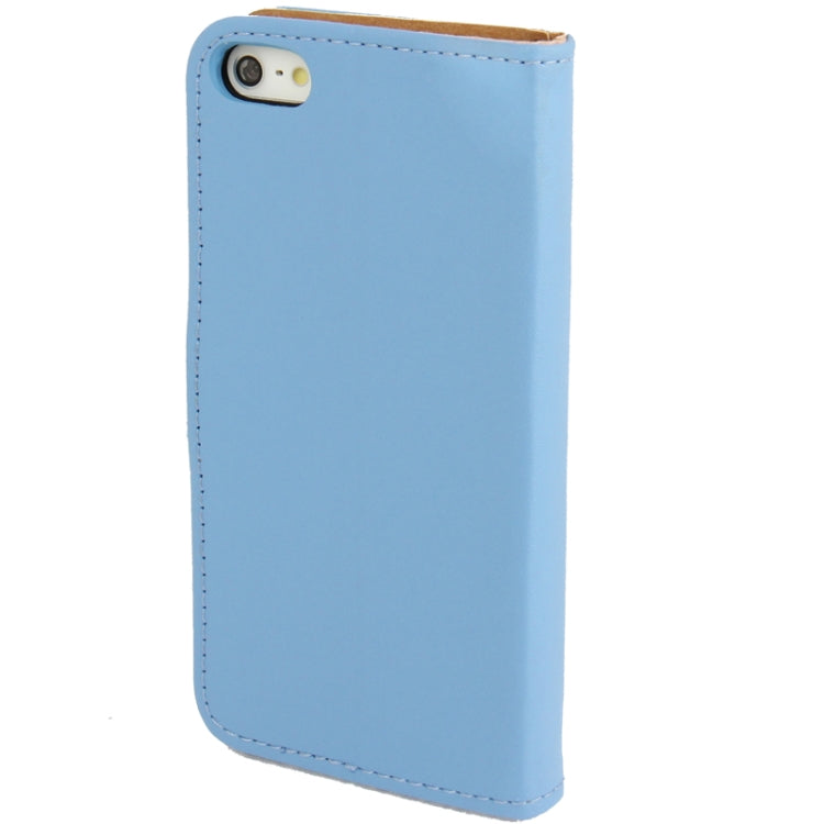 Economic Durable Genuine Leather Case with Credit Card Slots & Holder for iPhone 5 & 5S(Blue)