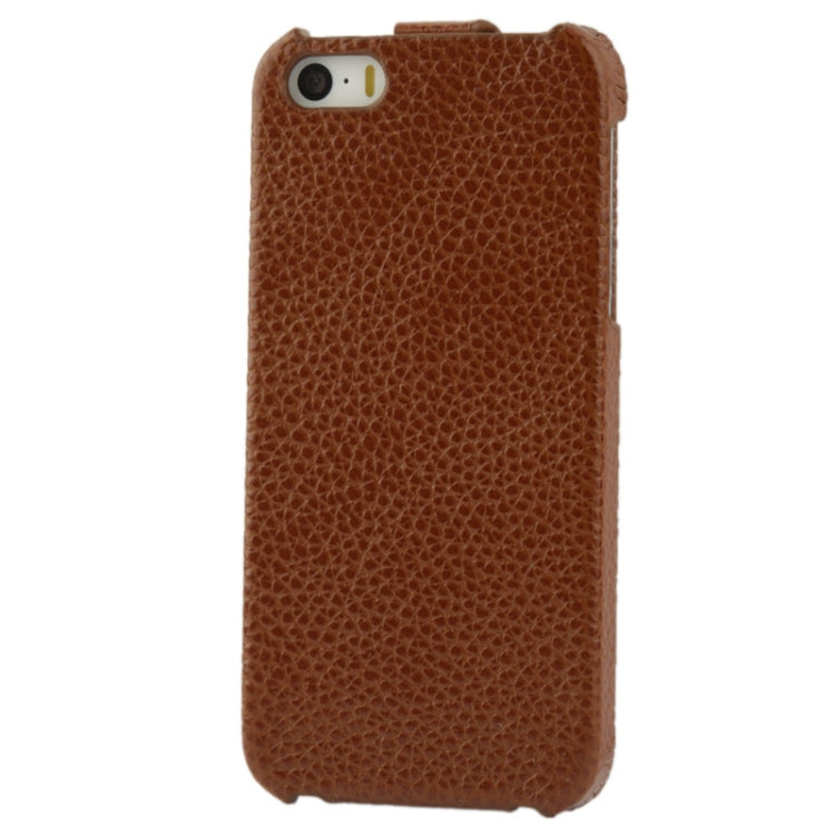 Thermal Styling Litchi Texture Vertical Flip Top-grain Genuine Leather Case for iPhone 5 & 5s & SE & SE