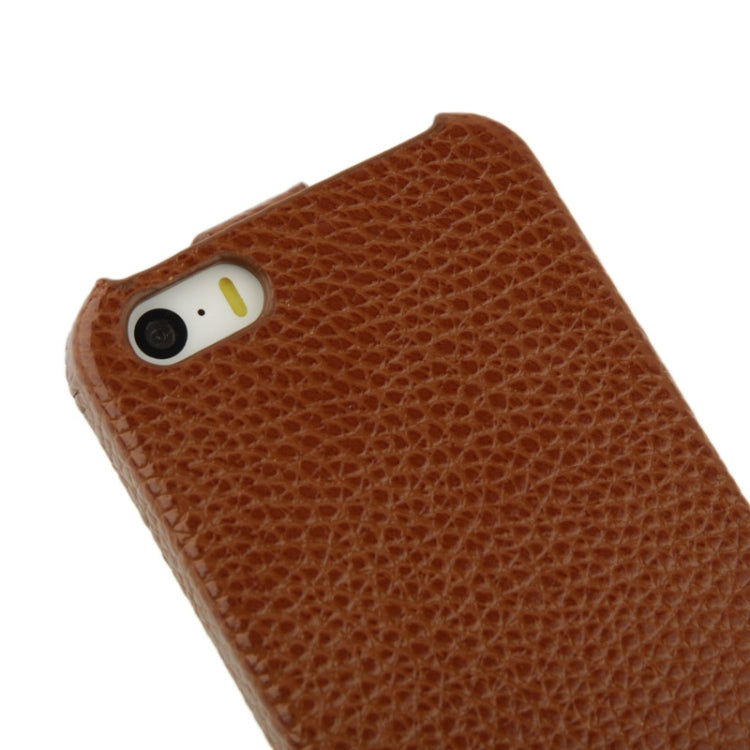 Thermal Styling Litchi Texture Vertical Flip Top-grain Genuine Leather Case for iPhone 5 & 5s & SE & SE