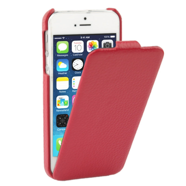 Thermal Styling Litchi Texture Vertical Flip Top-grain Genuine Leather Case for iPhone 5 & 5s & SE & SE