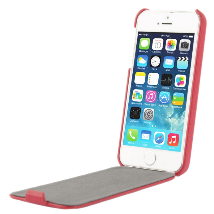 Thermal Styling Litchi Texture Vertical Flip Top-grain Genuine Leather Case for iPhone 5 & 5s & SE & SE