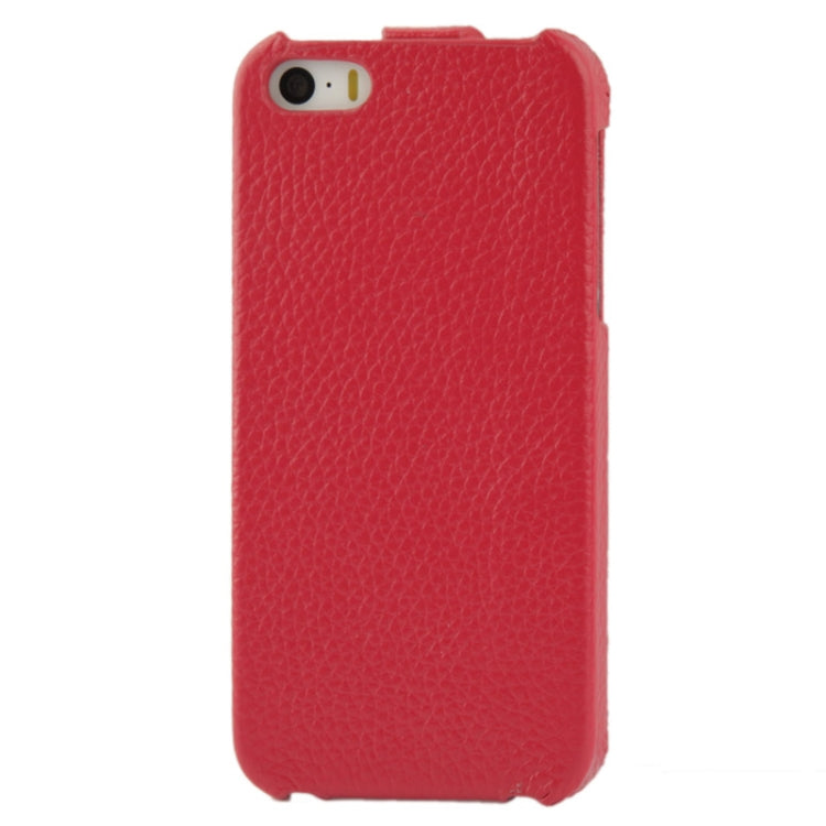 Thermal Styling Litchi Texture Vertical Flip Top-grain Genuine Leather Case for iPhone 5 & 5s & SE & SE