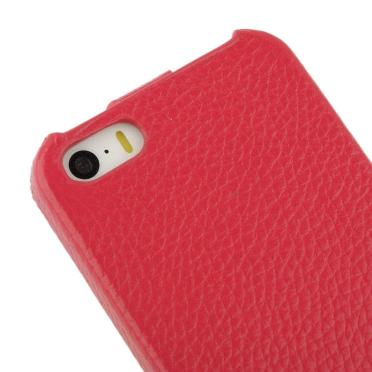 Thermal Styling Litchi Texture Vertical Flip Top-grain Genuine Leather Case for iPhone 5 & 5s & SE & SE