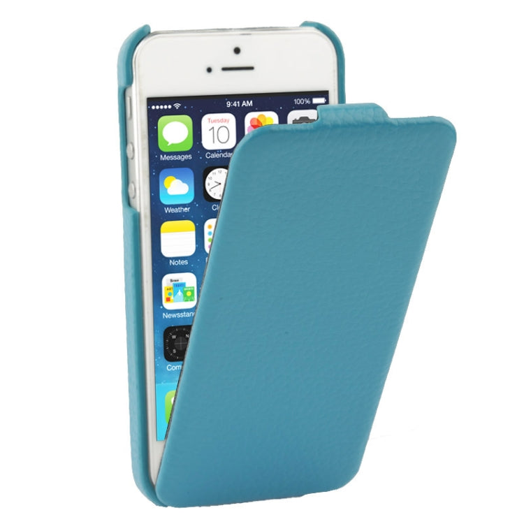 Thermal Styling Litchi Texture Vertical Flip Top-grain Genuine Leather Case for iPhone 5 & 5s & SE & SE
