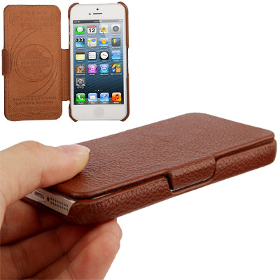Litchi Texture Top-grain Leather Case  for iPhone 5 & 5s & SE & SE