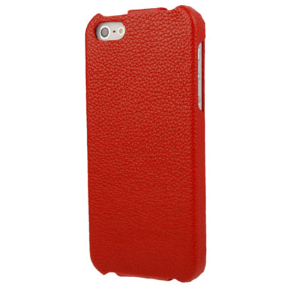 Litchi Texture Vertical Flip Top-grain Leather Case  for iPhone 5 & 5s & SE & SE (Red)