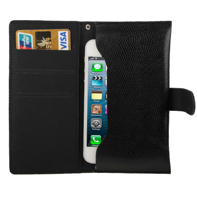 Snakeskin Texture Leather Case / Carry Bag with Credit Card Slots & Neck Strap for iPhone 5 & 5S & SE