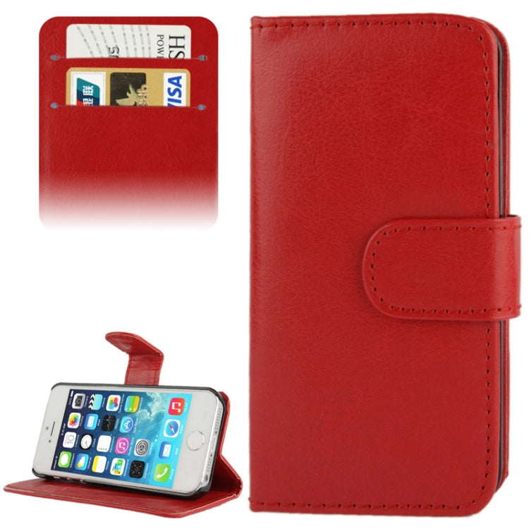 Fine Sheepskin Texture Flip Leather Case with Credit Card Slots & Holder for iPhone 5 & 5s & SE & SE