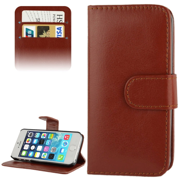 Fine Sheepskin Texture Flip Leather Case with Credit Card Slots & Holder for iPhone 5 & 5s & SE & SE