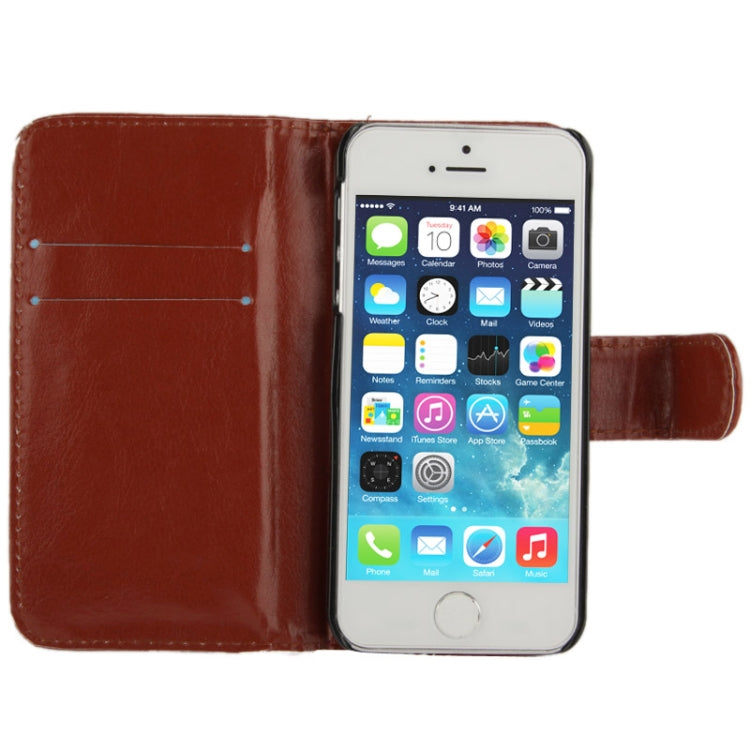 Fine Sheepskin Texture Flip Leather Case with Credit Card Slots & Holder for iPhone 5 & 5s & SE & SE