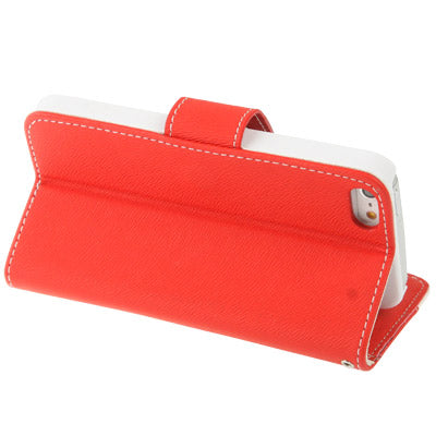 2-color Series  Mouse Texture Flip Leather Case with Credit Card Slots & Lanyard & Holder for iPhone 5 & 5s & SE & SE  (Red)