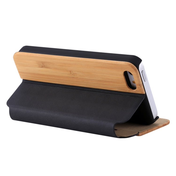 Bamboo Magnet Patch Carbon Fiber Horizontal Flip Leather Case for iPhone 5 & 5S