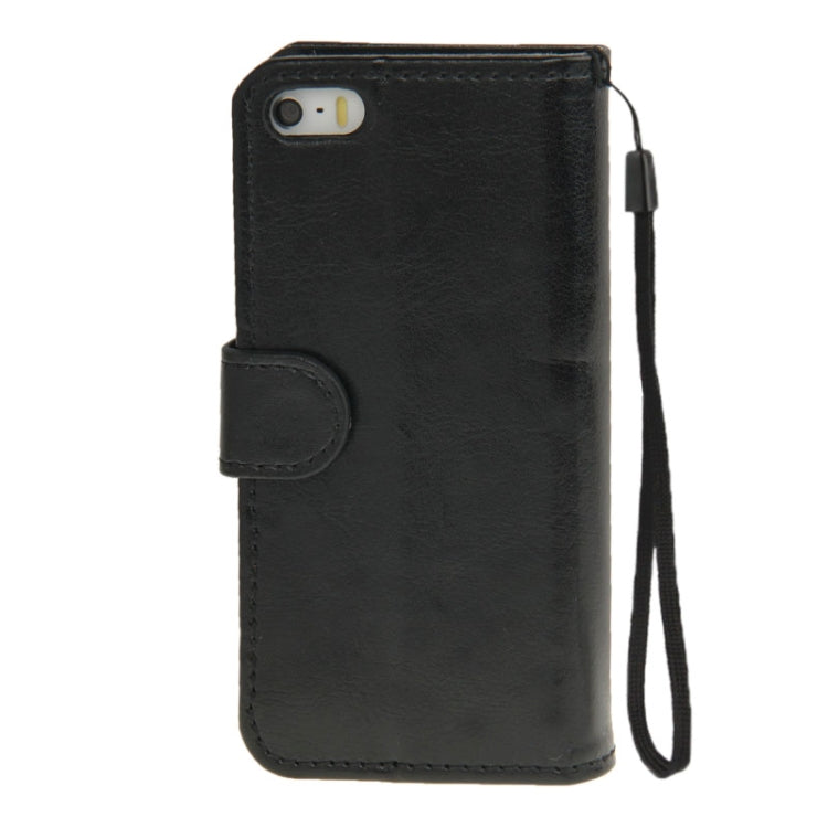 Golden Rivet Crazy Horse Texture Leather Case with Credit Card Slot & Holder & Lanyard for iPhone 5 & 5s & SE & SE