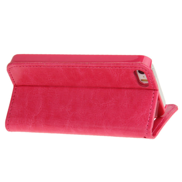 Golden Rivet Crazy Horse Texture Leather Case with Credit Card Slot & Holder & Lanyard for iPhone 5 & 5s & SE & SE