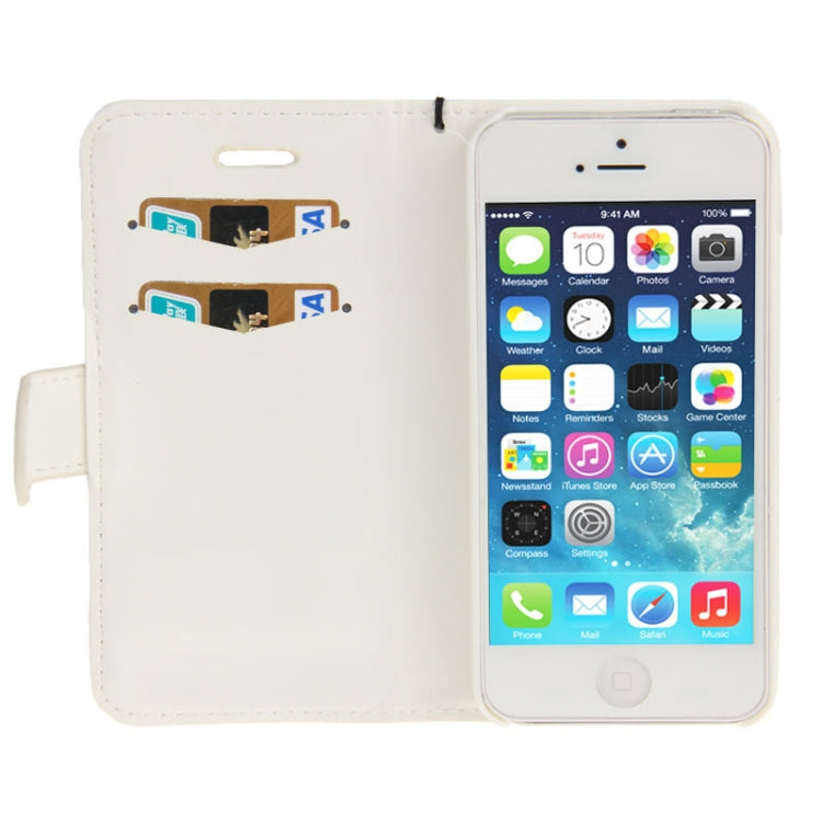 Golden Rivet Crazy Horse Texture Leather Case with Credit Card Slot & Holder & Lanyard for iPhone 5 & 5s & SE & SE