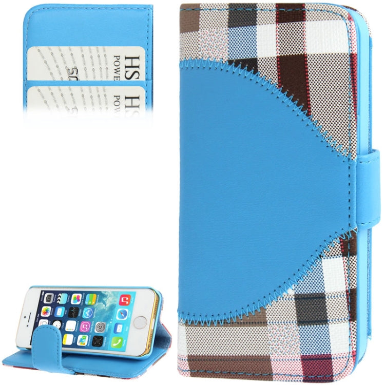 Needlework Line Texture Plaid Pattern Soft Leather Case with Credit Card Slots & Holder for iPhone 5 & 5s & SE & SE