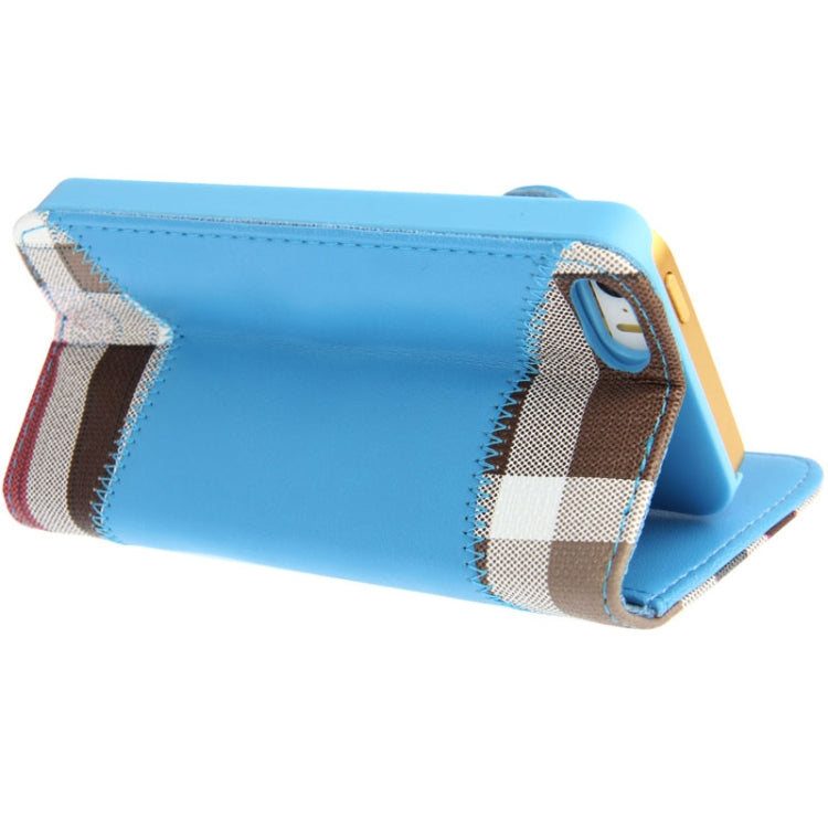 Needlework Line Texture Plaid Pattern Soft Leather Case with Credit Card Slots & Holder for iPhone 5 & 5s & SE & SE