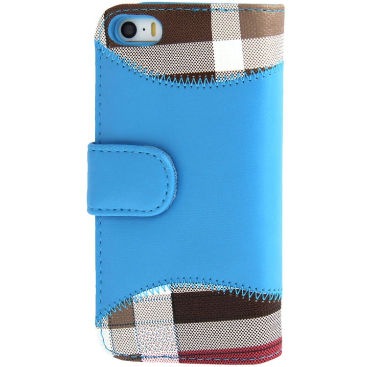 Needlework Line Texture Plaid Pattern Soft Leather Case with Credit Card Slots & Holder for iPhone 5 & 5s & SE & SE