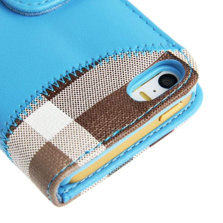 Needlework Line Texture Plaid Pattern Soft Leather Case with Credit Card Slots & Holder for iPhone 5 & 5s & SE & SE