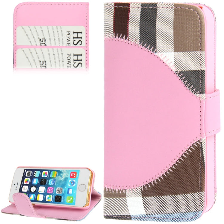 Needlework Line Texture Plaid Pattern Soft Leather Case with Credit Card Slots & Holder for iPhone 5 & 5s & SE & SE