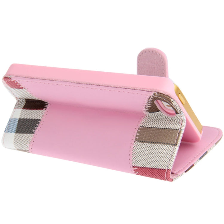 Needlework Line Texture Plaid Pattern Soft Leather Case with Credit Card Slots & Holder for iPhone 5 & 5s & SE & SE