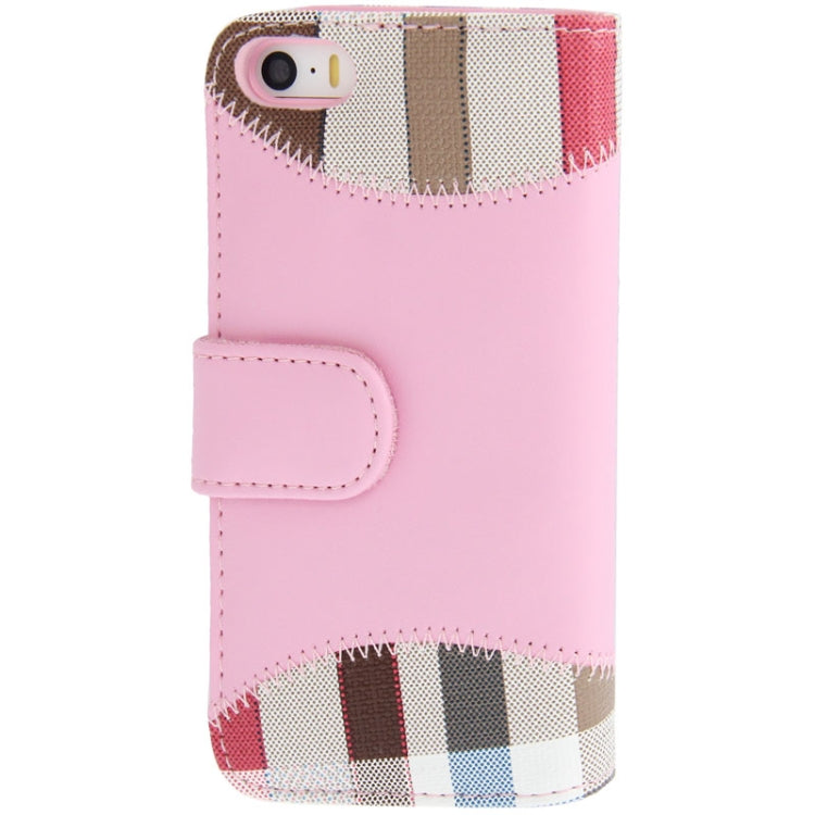 Needlework Line Texture Plaid Pattern Soft Leather Case with Credit Card Slots & Holder for iPhone 5 & 5s & SE & SE