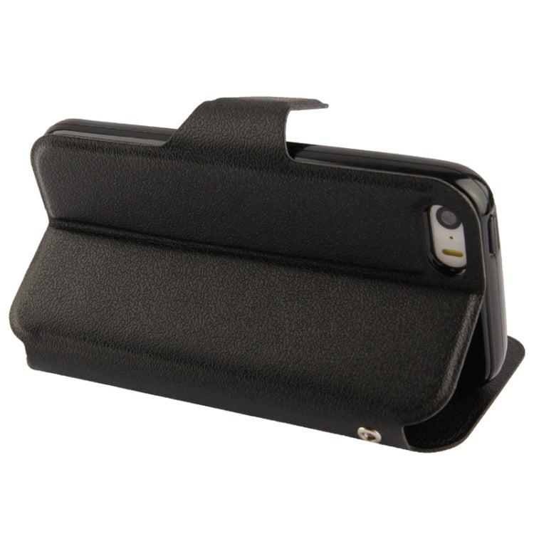 Pebble Texture Leather Case with Call Display ID & Holder for iPhone 5 & 5s & SE & SE