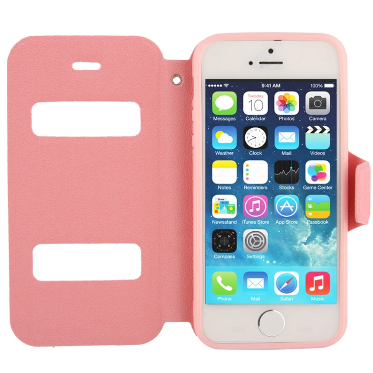 Pebble Texture Leather Case with Call Display ID & Holder for iPhone 5 & 5s & SE & SE