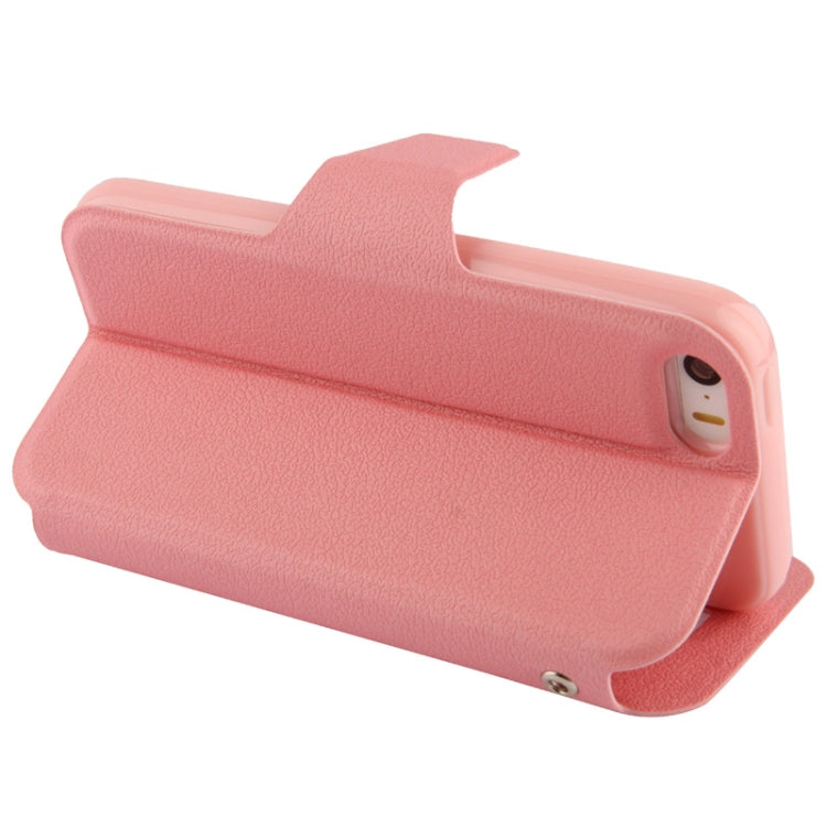 Pebble Texture Leather Case with Call Display ID & Holder for iPhone 5 & 5s & SE & SE