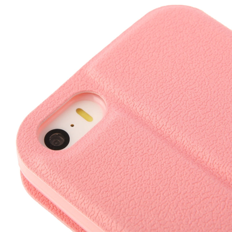 Pebble Texture Leather Case with Call Display ID & Holder for iPhone 5 & 5s & SE & SE