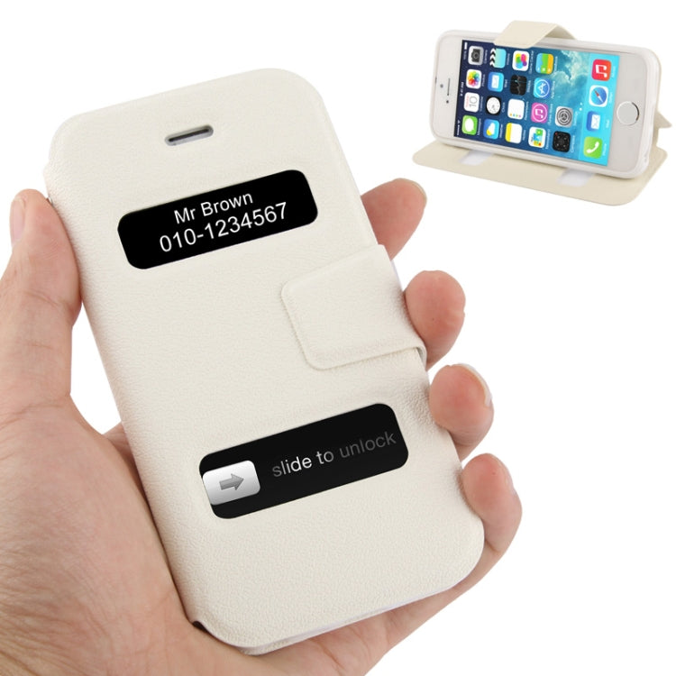 Pebble Texture Leather Case with Call Display ID & Holder for iPhone 5 & 5s & SE & SE