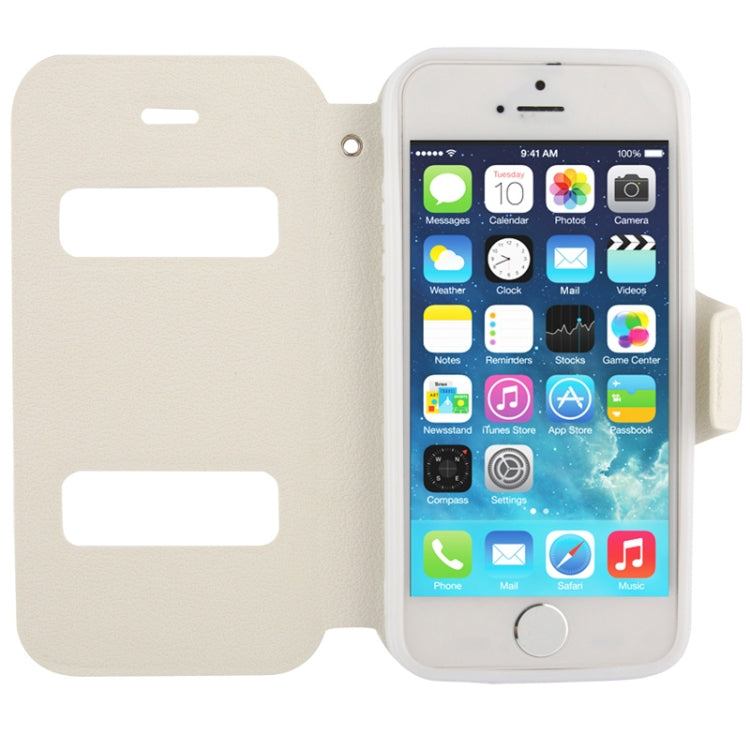 Pebble Texture Leather Case with Call Display ID & Holder for iPhone 5 & 5s & SE & SE