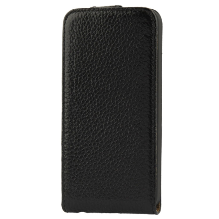 Litchi Texture Vertical Flip Top-grain Genuine Leather Case with Earphone Hole for iPhone 5 & 5s & SE & SE