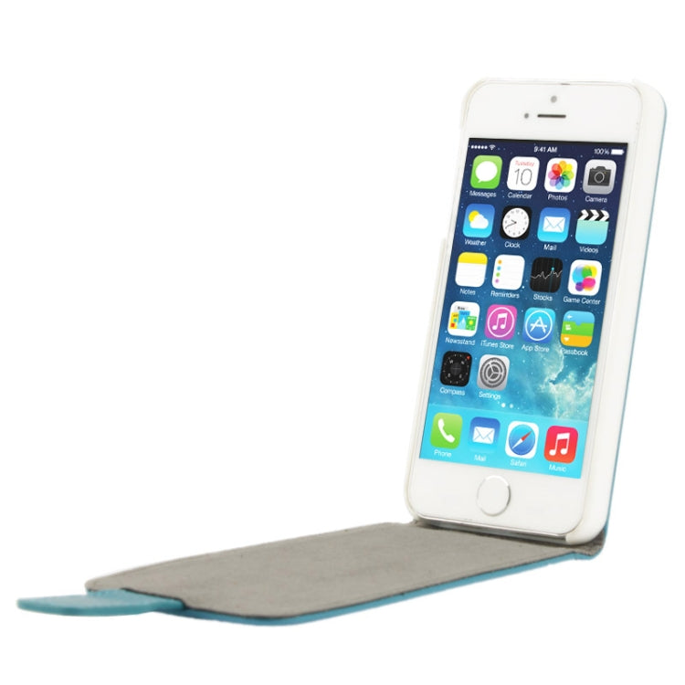 Litchi Texture Vertical Flip Top-grain Genuine Leather Case with Earphone Hole for iPhone 5 & 5s & SE & SE