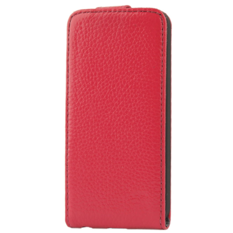 Litchi Texture Vertical Flip Top-grain Genuine Leather Case with Earphone Hole for iPhone 5 & 5s & SE & SE