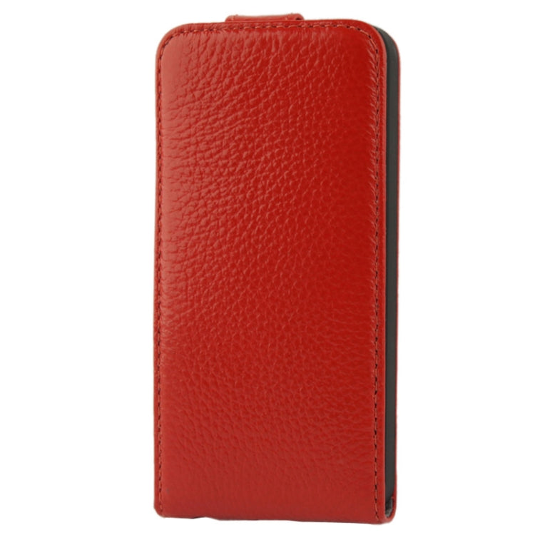 Litchi Texture Vertical Flip Top-grain Genuine Leather Case with Earphone Hole for iPhone 5 & 5s & SE & SE