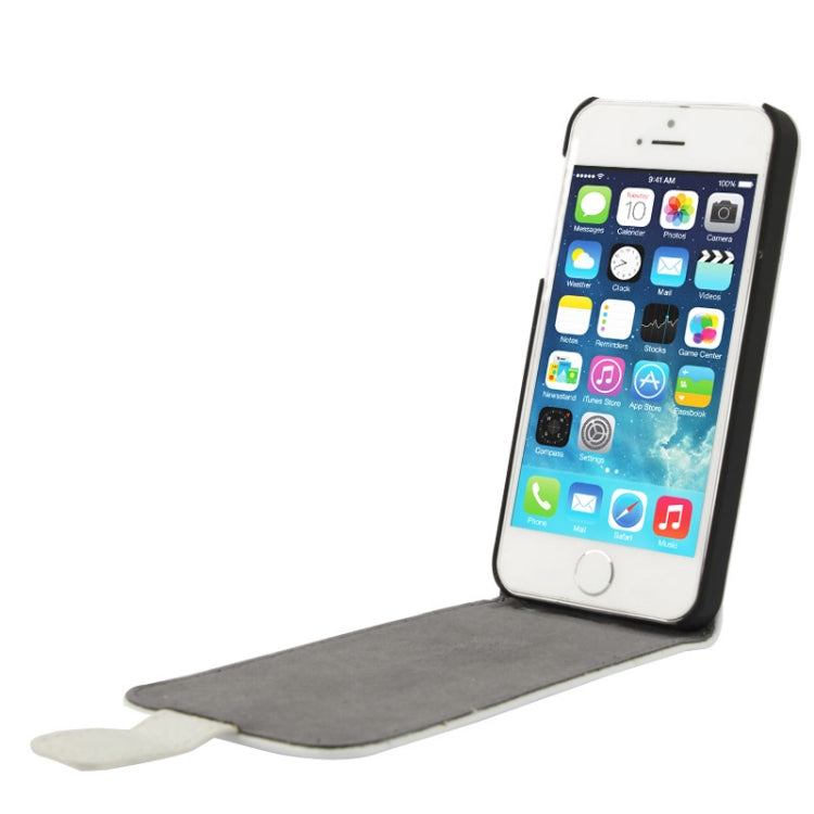 Litchi Texture Vertical Flip Top-grain Genuine Leather Case with Earphone Hole for iPhone 5 & 5s & SE & SE