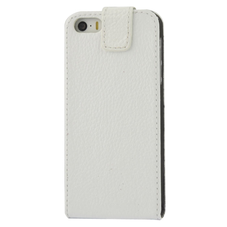 Litchi Texture Vertical Flip Top-grain Genuine Leather Case with Earphone Hole for iPhone 5 & 5s & SE & SE