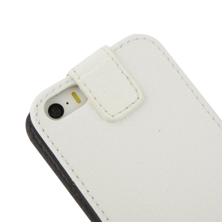 Litchi Texture Vertical Flip Top-grain Genuine Leather Case with Earphone Hole for iPhone 5 & 5s & SE & SE