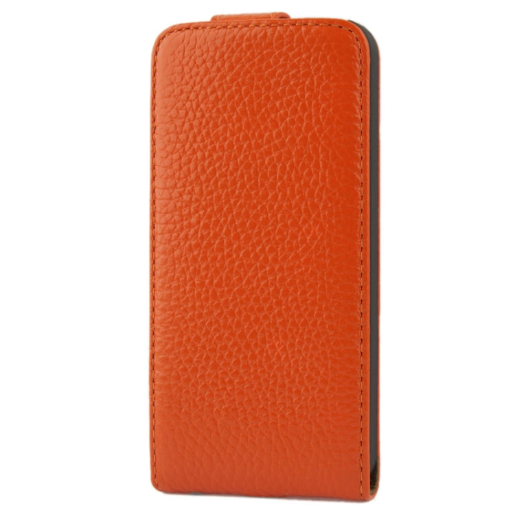 Litchi Texture Vertical Flip Top-grain Genuine Leather Case with Earphone Hole for iPhone 5 & 5s & SE & SE