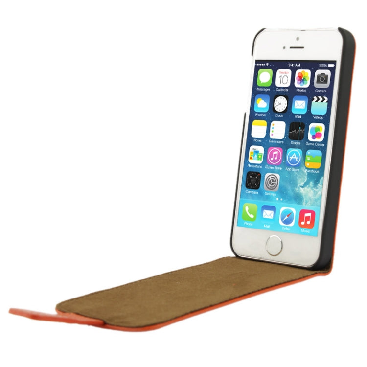Litchi Texture Vertical Flip Top-grain Genuine Leather Case with Earphone Hole for iPhone 5 & 5s & SE & SE