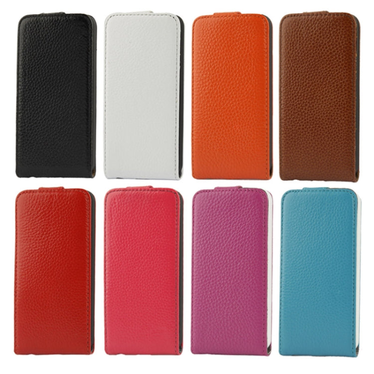 Litchi Texture Vertical Flip Top-grain Genuine Leather Case with Earphone Hole for iPhone 5 & 5s & SE & SE