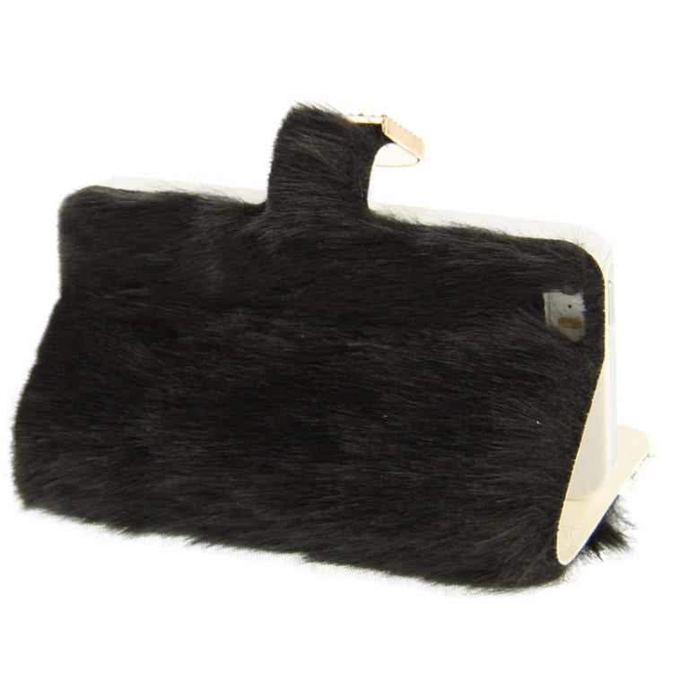 Diamond Encrusted Winter Warm Fur Leather Case with Credit Card Slot & Holder for iPhone 5 & 5s & SE & SE