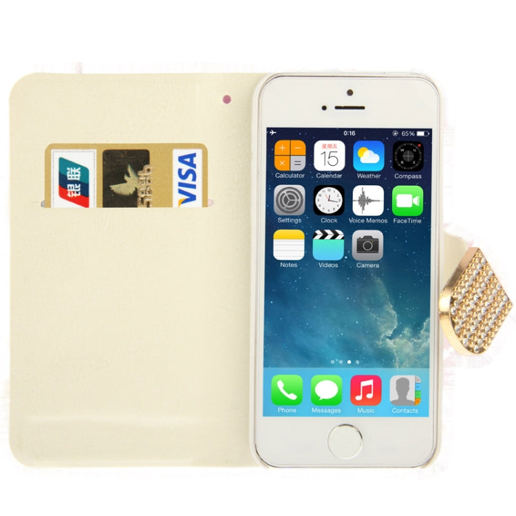 Diamond Encrusted Winter Warm Fur Leather Case with Credit Card Slot & Holder for iPhone 5 & 5s & SE & SE