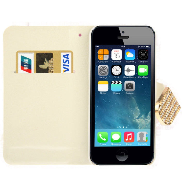 Diamond Encrusted Winter Warm Fur Leather Case with Credit Card Slot & Holder for iPhone 5 & 5s & SE & SE