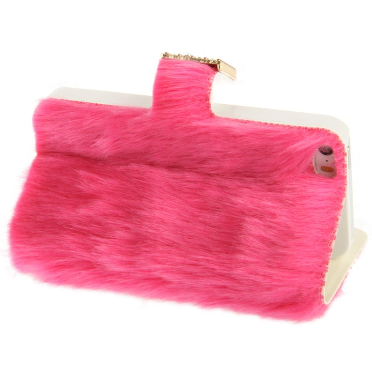Diamond Encrusted Winter Warm Fur Leather Case with Credit Card Slot & Holder for iPhone 5 & 5s & SE & SE