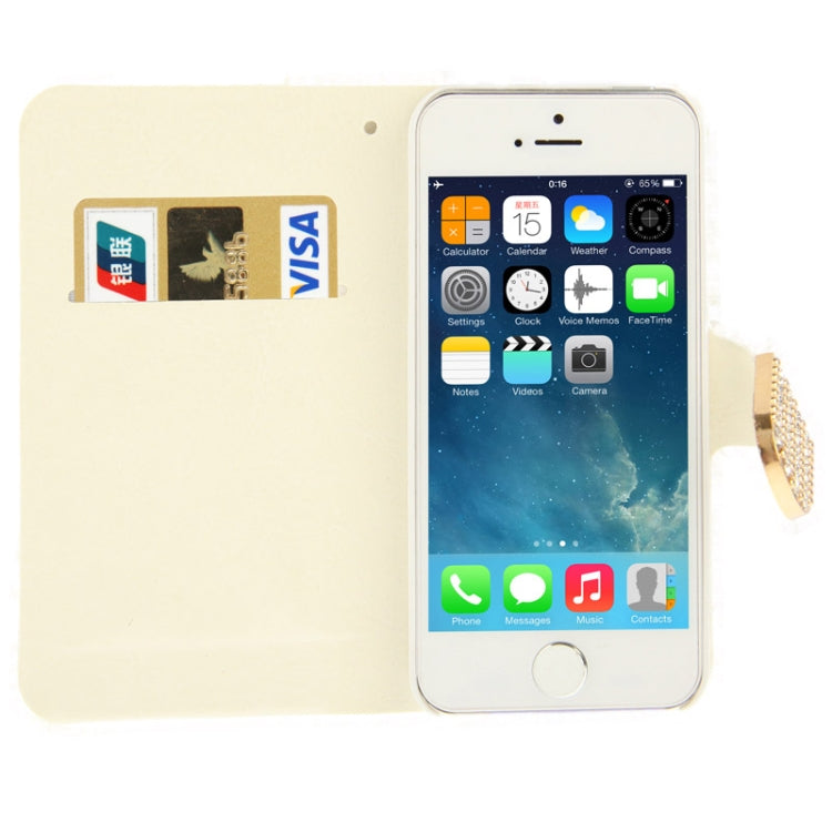 Diamond Encrusted Winter Warm Fur Leather Case with Credit Card Slot & Holder for iPhone 5 & 5s & SE & SE