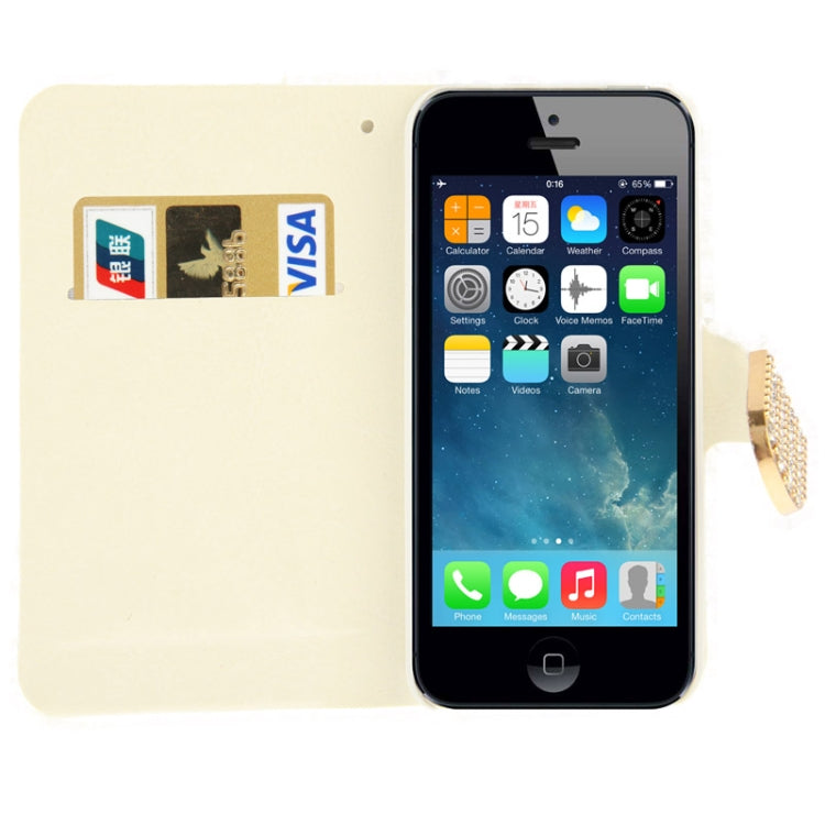 Diamond Encrusted Winter Warm Fur Leather Case with Credit Card Slot & Holder for iPhone 5 & 5s & SE & SE