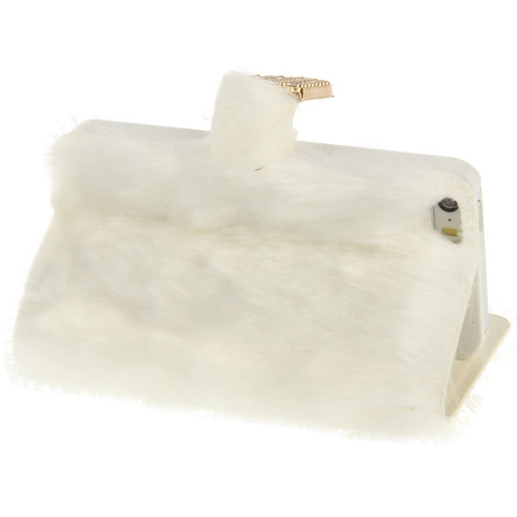 Diamond Encrusted Winter Warm Fur Leather Case with Credit Card Slot & Holder for iPhone 5 & 5s & SE & SE